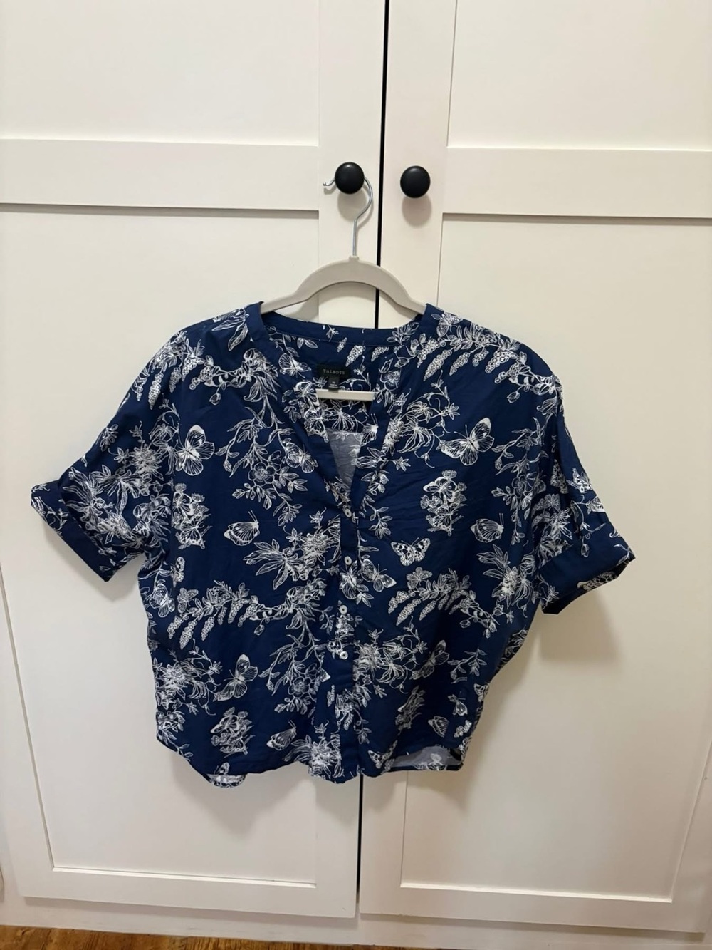 Navy Blue Floral Top